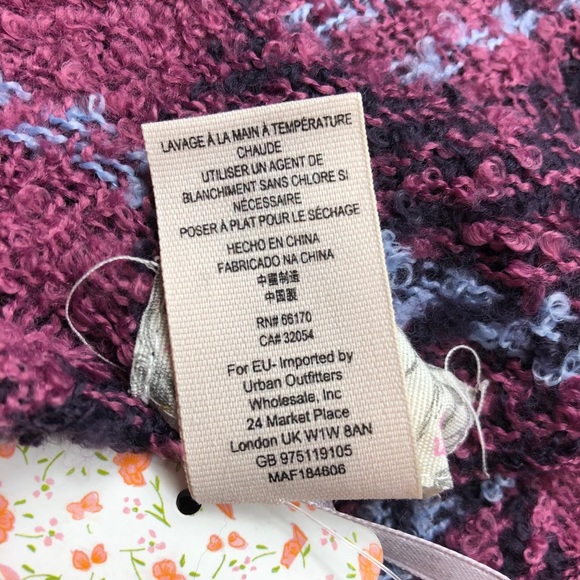 Free People Emerson Plaid Blanket Scarf Plum - Picture 6 of 8